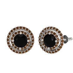 Lyra Küpe - Siyah zirkon ve dumanlı kuvars 925 ayar gümüş küpe #1dt0xni