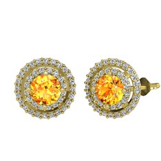 Lyra Küpe - Sitrin ve swarovski 18 ayar altın küpe #1ejszcb