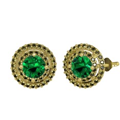 Yeşil kuvars ve peridot 14 ayar altın küpe