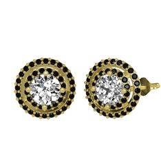 Lyra Küpe - Swarovski ve siyah zirkon 18 ayar altın küpe #1h85btd