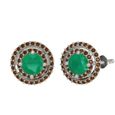 Lyra Küpe - Kök zümrüt ve dumanlı kuvars 925 ayar gümüş küpe #1hfm4jk