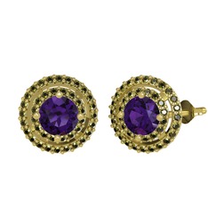 Ametist ve peridot 8 ayar altın küpe