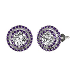 Lyra Küpe - Swarovski ve ametist 925 ayar gümüş küpe #1hp32nq