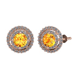 Lyra Küpe - Sitrin ve pırlanta 18 ayar rose altın küpe (0.702 karat) #1i533rx