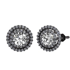 Lyra Küpe - Swarovski ve pırlanta 925 ayar siyah rodyum kaplama gümüş küpe (0.702 karat) #1jop5lp