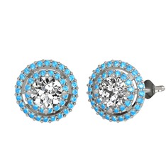 Swarovski ve akuamarin 18 ayar beyaz altın küpe