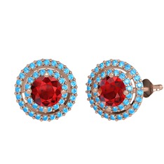 Lyra Küpe - Garnet ve akuamarin 14 ayar rose altın küpe #1lza5c1