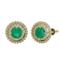 Lyra Küpe - Kök zümrüt ve swarovski 925 ayar altın kaplama gümüş küpe #1maihwg