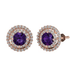 Lyra Küpe - Ametist ve swarovski 18 ayar rose altın küpe #1mev8fe