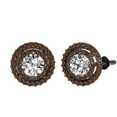 Lyra Küpe - Swarovski ve dumanlı kuvars 925 ayar siyah rodyum kaplama gümüş küpe #1nzs61p