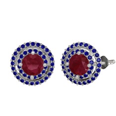 Lyra Küpe - Kök yakut ve lab safir 14 ayar beyaz altın küpe #1ofpz9f