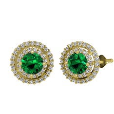 Yeşil kuvars ve swarovski 14 ayar altın küpe