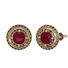 Kök yakut ve peridot 8 ayar rose altın küpe