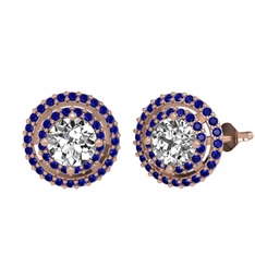 Lyra Küpe - Swarovski ve lab safir 18 ayar rose altın küpe #1oy1boe