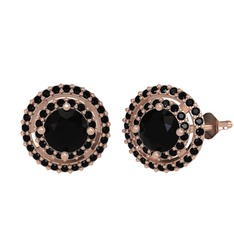 Lyra Küpe - Siyah zirkon 14 ayar rose altın küpe #1pk21o9