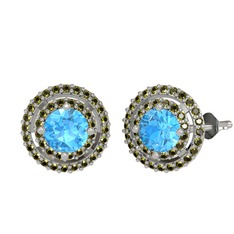 Akuamarin ve peridot 8 ayar beyaz altın küpe