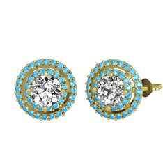 Lyra Küpe - Swarovski ve akuamarin 925 ayar altın kaplama gümüş küpe #1qk0290