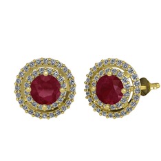 Lyra Küpe - Kök yakut ve pırlanta 14 ayar altın küpe (0.702 karat) #1r35c4