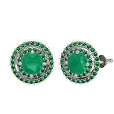 Lyra Küpe - Kök zümrüt ve yeşil kuvars 925 ayar gümüş küpe #1r5ffgr