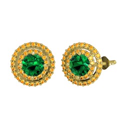 Lyra Küpe - Yeşil kuvars ve sitrin 14 ayar altın küpe #1sh0pvr