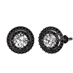 Swarovski ve siyah zirkon 925 ayar siyah rodyum kaplama gümüş küpe