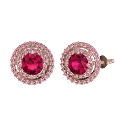 Lyra Küpe - Rodolit garnet ve pembe kuvars 14 ayar rose altın küpe #1ubaghj