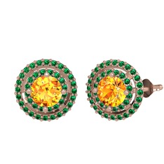 Lyra Küpe - Sitrin ve yeşil kuvars 18 ayar rose altın küpe #1urtjrq