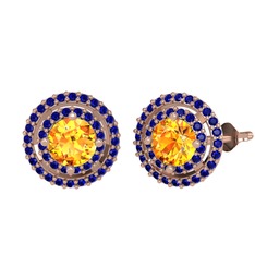 Lyra Küpe - Sitrin ve lab safir 14 ayar rose altın küpe #1vc3nqu