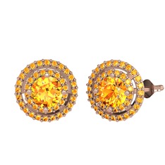 Lyra Küpe - Sitrin 14 ayar rose altın küpe #1vips3z