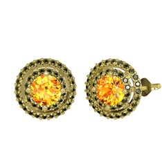 Sitrin ve peridot 14 ayar altın küpe