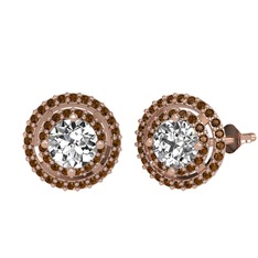 Swarovski ve dumanlı kuvars 14 ayar rose altın küpe