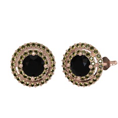 Lyra Küpe - Siyah zirkon ve peridot 925 ayar rose altın kaplama gümüş küpe #2i7gmn