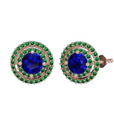 Lyra Küpe - Lab safir ve yeşil kuvars 14 ayar rose altın küpe #2yieo8