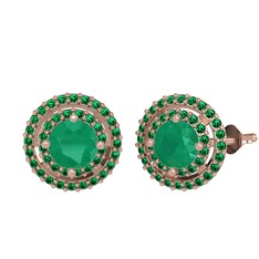 Lyra Küpe - Kök zümrüt ve yeşil kuvars 925 ayar rose altın kaplama gümüş küpe #3rqzaf