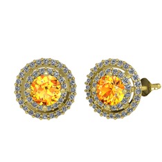 Lyra Küpe - Sitrin ve pırlanta 8 ayar altın küpe (0.702 karat) #4cwx7d