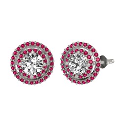 Lyra Küpe - Swarovski ve rodolit garnet 8 ayar beyaz altın küpe #4n75ll