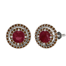 Lyra Küpe - Kök yakut ve dumanlı kuvars 18 ayar beyaz altın küpe #4wzil9