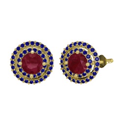 Lyra Küpe - Kök yakut ve lab safir 8 ayar altın küpe #51fjtq