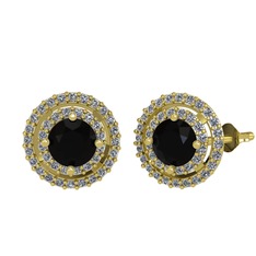 Lyra Küpe - Siyah zirkon ve pırlanta 14 ayar altın küpe (0.702 karat) #66cdha