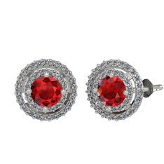 Lyra Küpe - Garnet ve pırlanta 8 ayar beyaz altın küpe (0.702 karat) #76nvqe