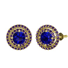 Lyra Küpe - Lab safir ve ametist 8 ayar altın küpe #7jve3v