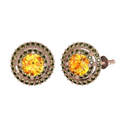 Lyra Küpe - Sitrin ve peridot 14 ayar rose altın küpe #8dcxdm