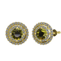 Lyra Küpe - Peridot ve pırlanta 14 ayar altın küpe (0.702 karat) #9f8bug