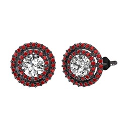 Lyra Küpe - Swarovski ve garnet 925 ayar siyah rodyum kaplama gümüş küpe #a1q6xd