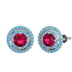 Lyra Küpe - Rodolit garnet ve akuamarin 925 ayar gümüş küpe #blu8qg