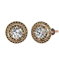 Lyra Küpe - Beyaz zirkon ve peridot 18 ayar rose altın küpe #bng92a