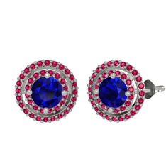 Lab safir ve rodolit garnet 18 ayar beyaz altın küpe