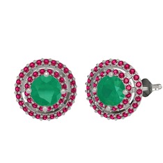 Lyra Küpe - Kök zümrüt ve rodolit garnet 925 ayar gümüş küpe #cqij91