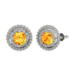 Lyra Küpe - Sitrin ve swarovski 18 ayar beyaz altın küpe #d2zf4h