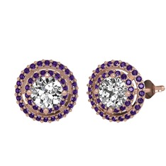Swarovski ve ametist 925 ayar rose altın kaplama gümüş küpe
